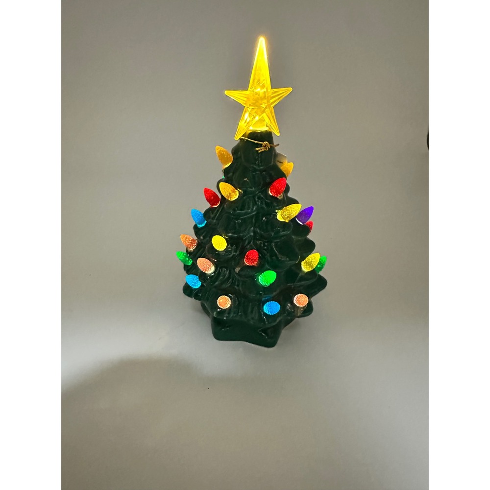 Mr. Christmas Ceramic Christmas Tree Mini Nostalgic Lighted Green 7.5in